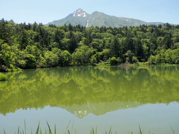 利尻島姫沼に映る利尻山