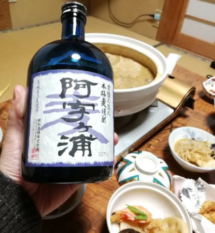 麦焼酎阿字ヶ浦とあんこう鍋